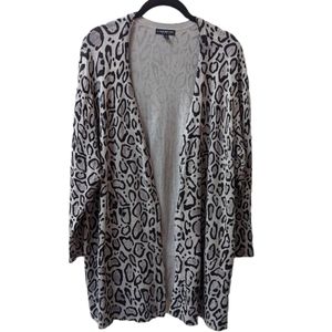 Lane Bryant Black and Gray Leopard Print Cardigan